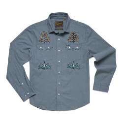 Howler Brothers Crosscut Deluxe LS Shirt Men's in Centuries North Atlantic Blue